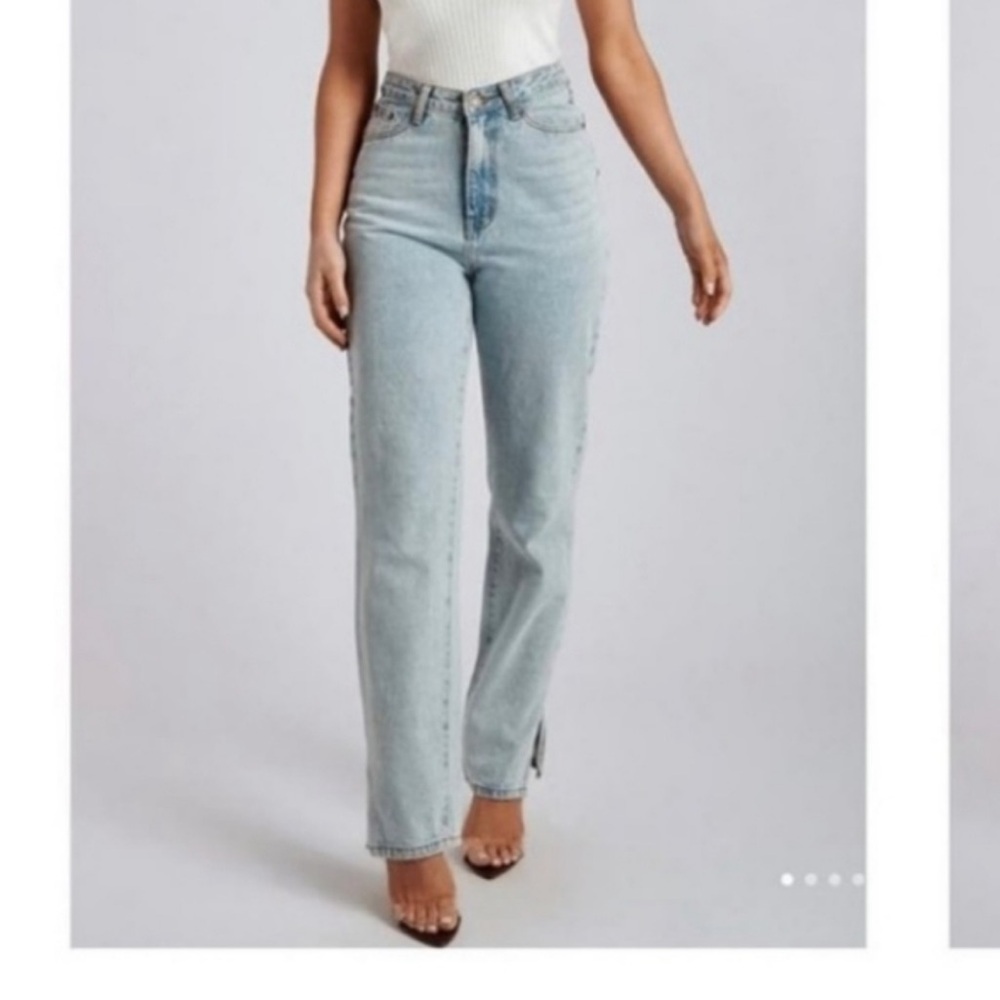 Meshki Pia Split Side Wide Leg Jeans Light Wash US 10 High Rise